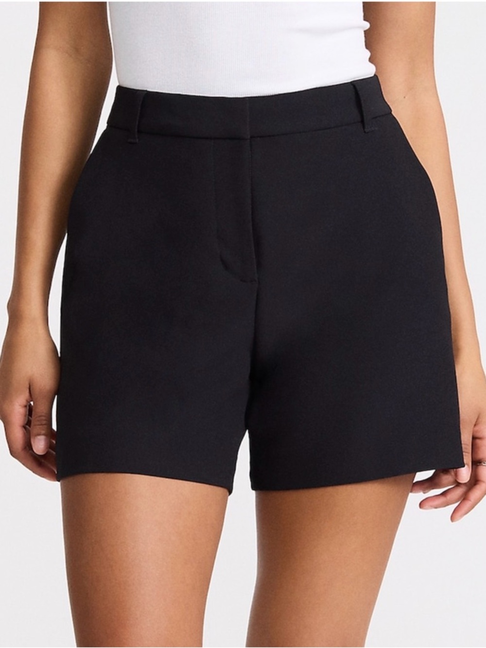 Editor Studio Stretch Twill High Waisted Tailored Midi Shorts Size 0